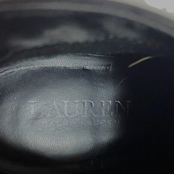 Lauren by Ralph Lauren Tamia Black Leather Lace Up Ankle Boots with Wedge Heel S - Picture 7 of 11